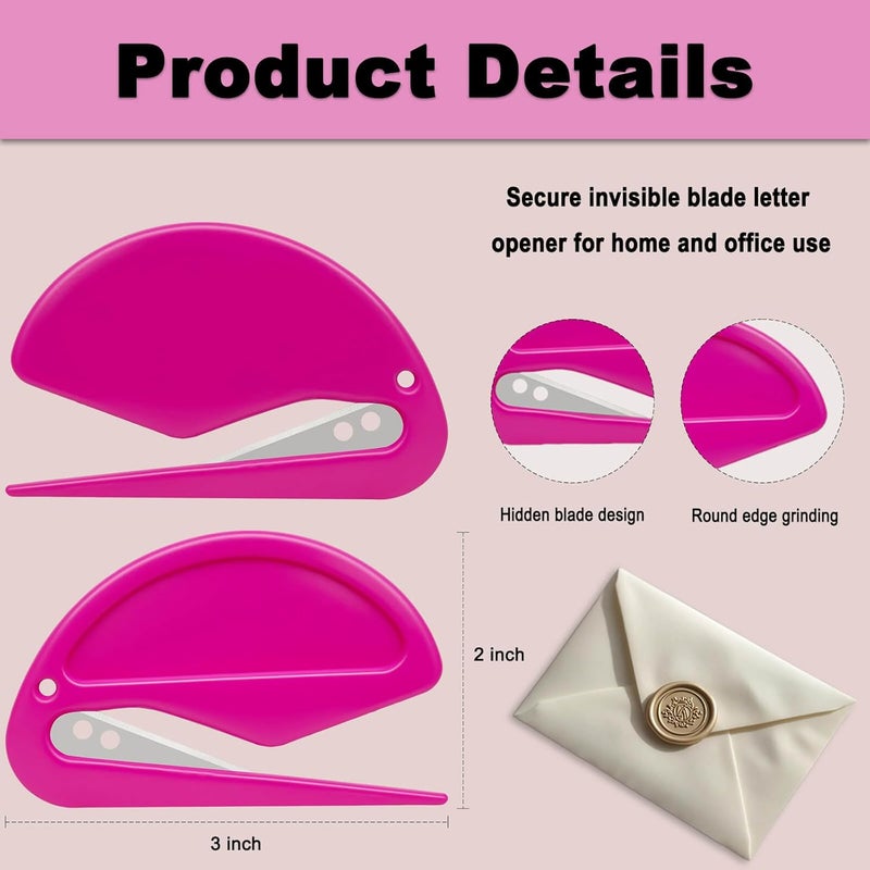 ZONICE 6 Pack Letter Opener Envelope Slitter – Envelope Opener for Women Men,Office Worker,Graduate Students,Home,Office,Postal.Mail Opener with Safety Concealed Sharp Blade Neatly Opened Without Damage - Image 3